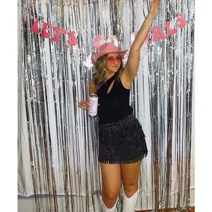 Glitzy Western Rhinestone Fringe Skirt - Size Medium